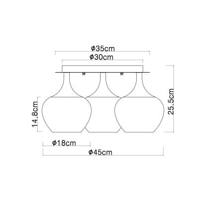 Globo - Lámpara de techo 3xE27/40W/230V blanco