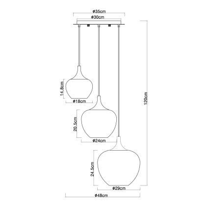 Globo - Lámpara colgante 3xE27/40W/230V blanco