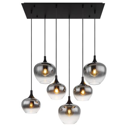 Globo - Lámpara colgante 6xE27/40W/230V negro