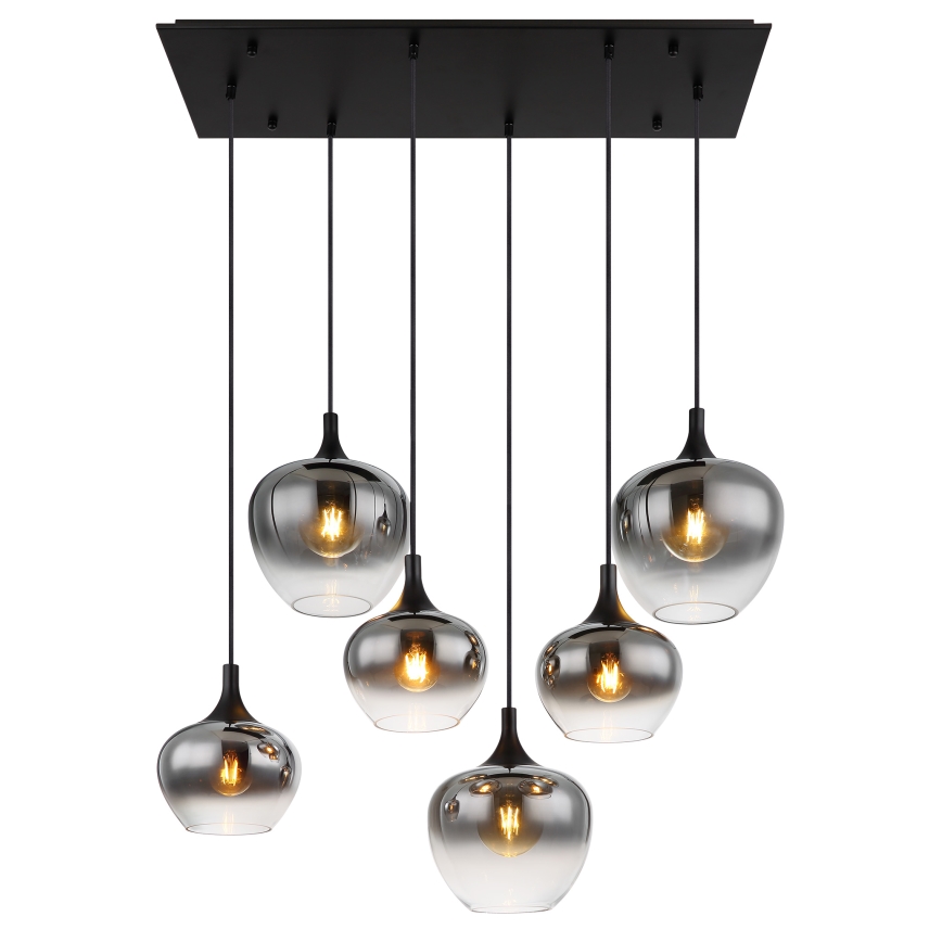 Globo - Lámpara colgante 6xE27/40W/230V negro