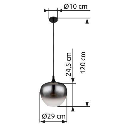 Globo - Lámpara colgante 1xE27/60W/230V diá. 29 cm negro