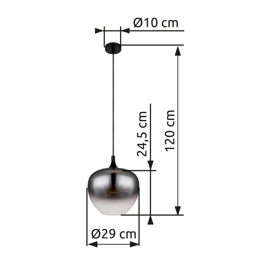 Globo - Lámpara colgante 1xE27/60W/230V diá. 29 cm negro