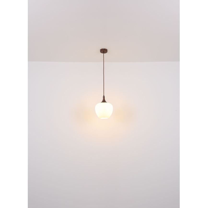 Globo - Lámpara colgante 1xE27/60W/230V diá. 29 cm blanco/marrón