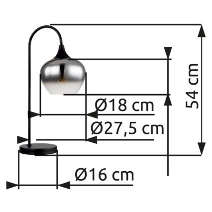 Globo - Lámpara de mesa 1xE27/40W/230V negro