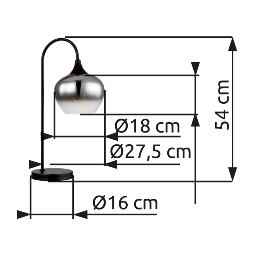 Globo - Lámpara de mesa 1xE27/40W/230V negro