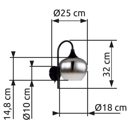 Globo - Aplique 1xE27/40W/230V negro