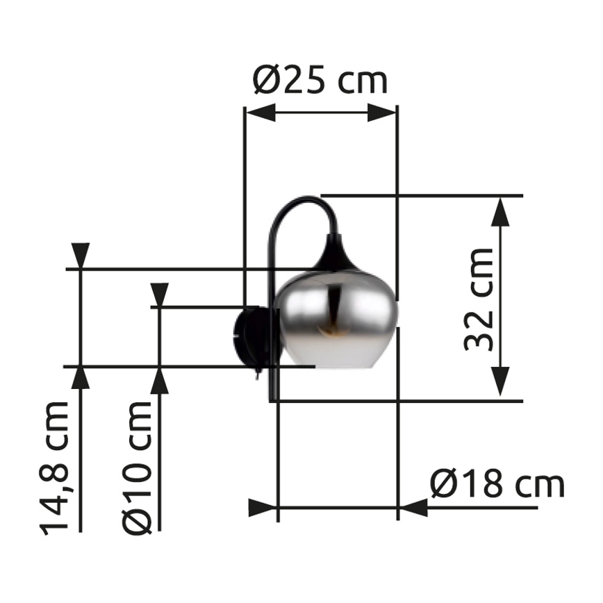 Globo - Aplique 1xE27/40W/230V negro