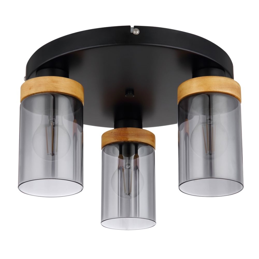 Globo - Lámpara de techo 3xE27/40W/230V metal/madera