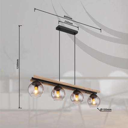 Globo - Lámpara colgante 4xE27/25W/230V