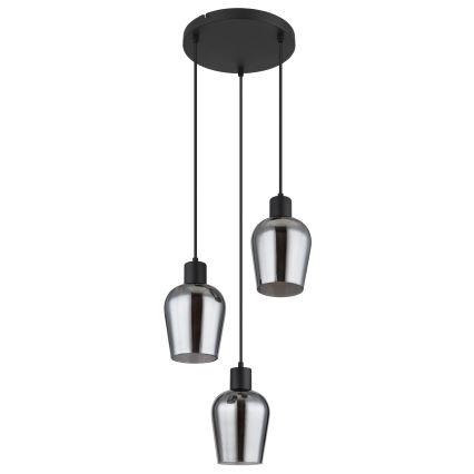 Globo - Lámpara colgante 3xE27/40W/230V diá. 28,5 cm negro