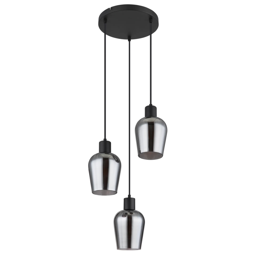 Globo - Lámpara colgante 3xE27/40W/230V diá. 28,5 cm negro