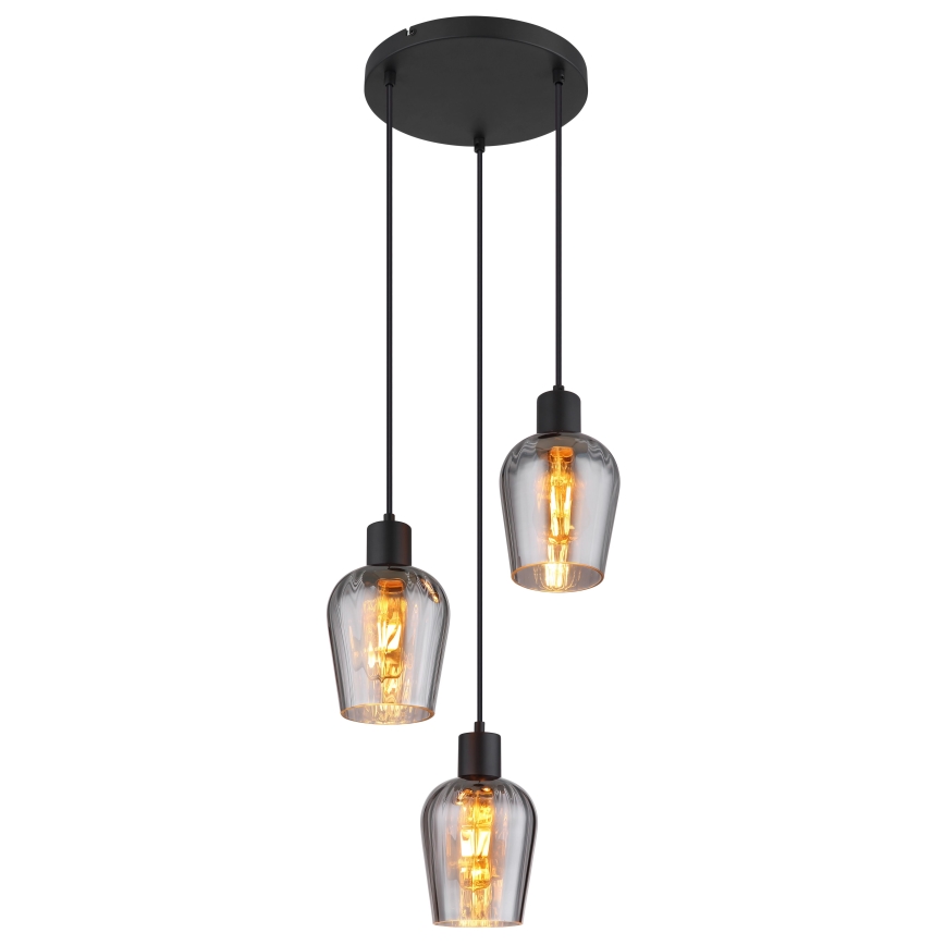 Globo - Lámpara colgante 3xE27/40W/230V diá. 28,5 cm negro