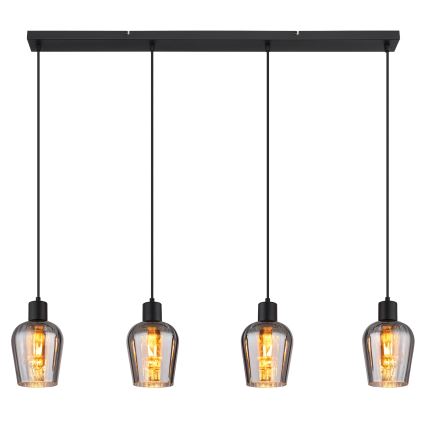 Globo - Lámpara colgante 4xE27/40W/230V negro