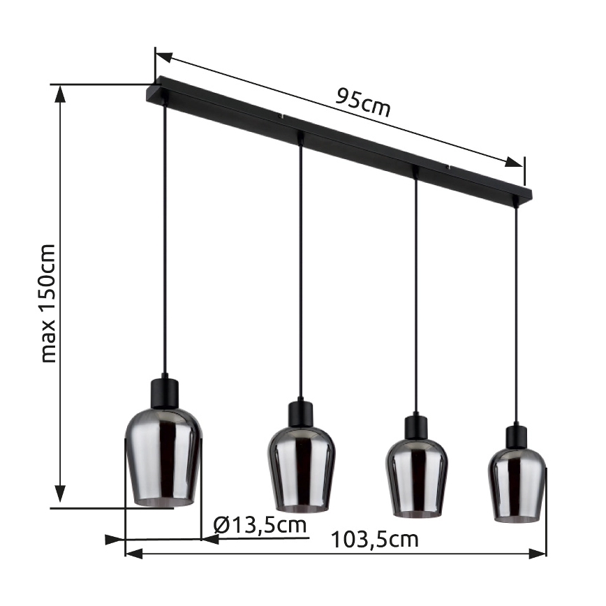 Globo - Lámpara colgante 4xE27/40W/230V negro