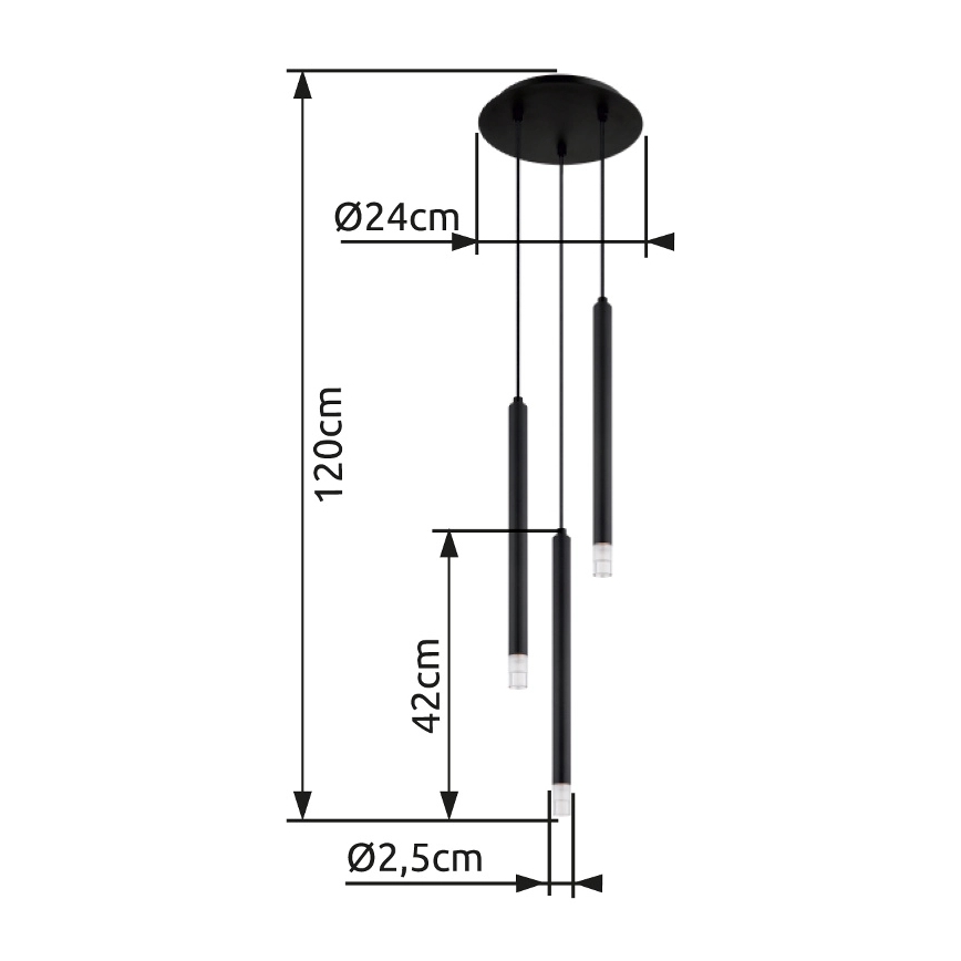 Globo - Lámpara colgante 3xG9/4W/230V diá. 24 cm negro