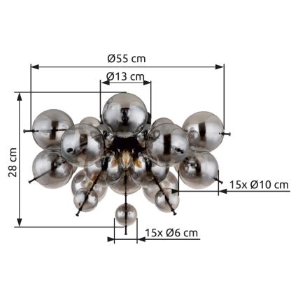 Globo - Lámpara de techo 3xE14/25W/230V diá. 55 cm negro