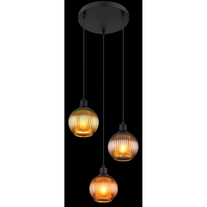 Globo - Lámpara colgante 3xE27/25W/230V diá. 36 cm cobre/verde/azul