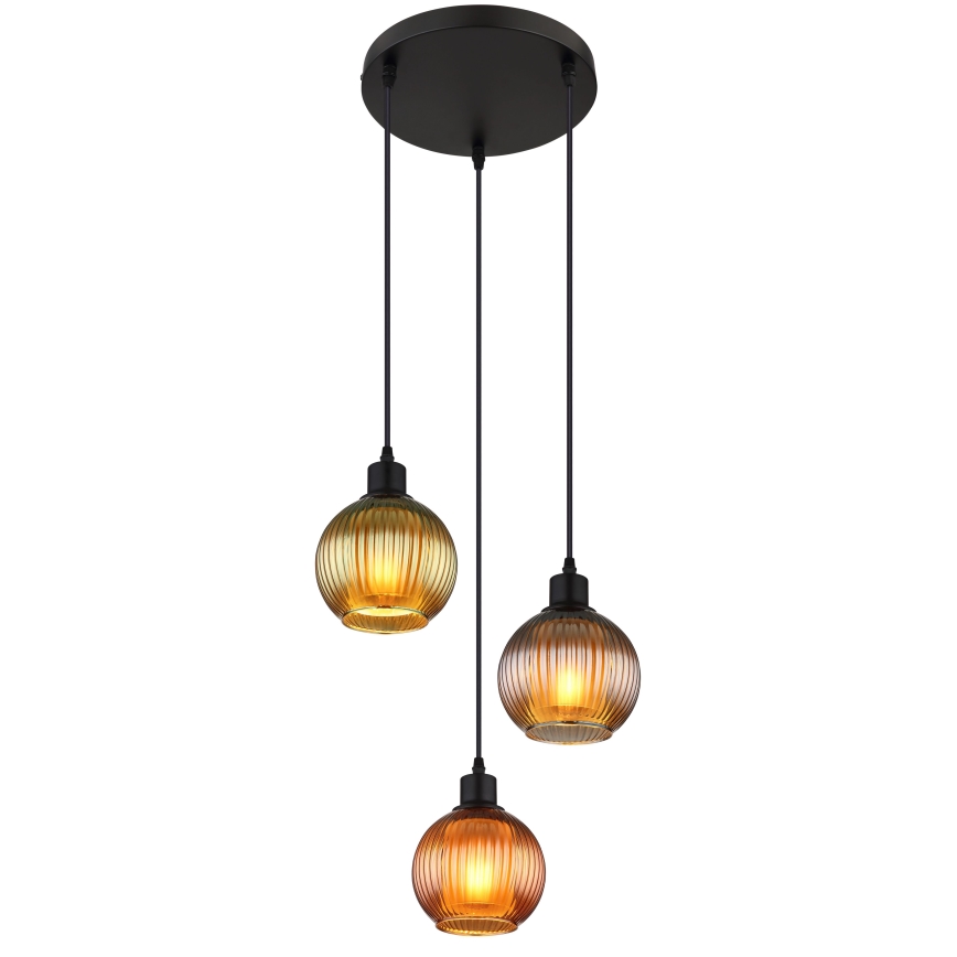 Globo - Lámpara colgante 3xE27/25W/230V diá. 36 cm cobre/verde/azul