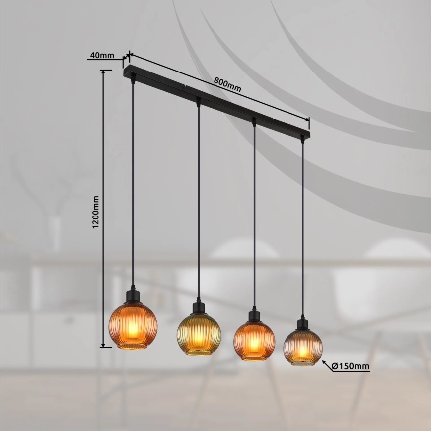 Globo - Lámpara colgante 4xE27/25W/230V cobre/verde/azul