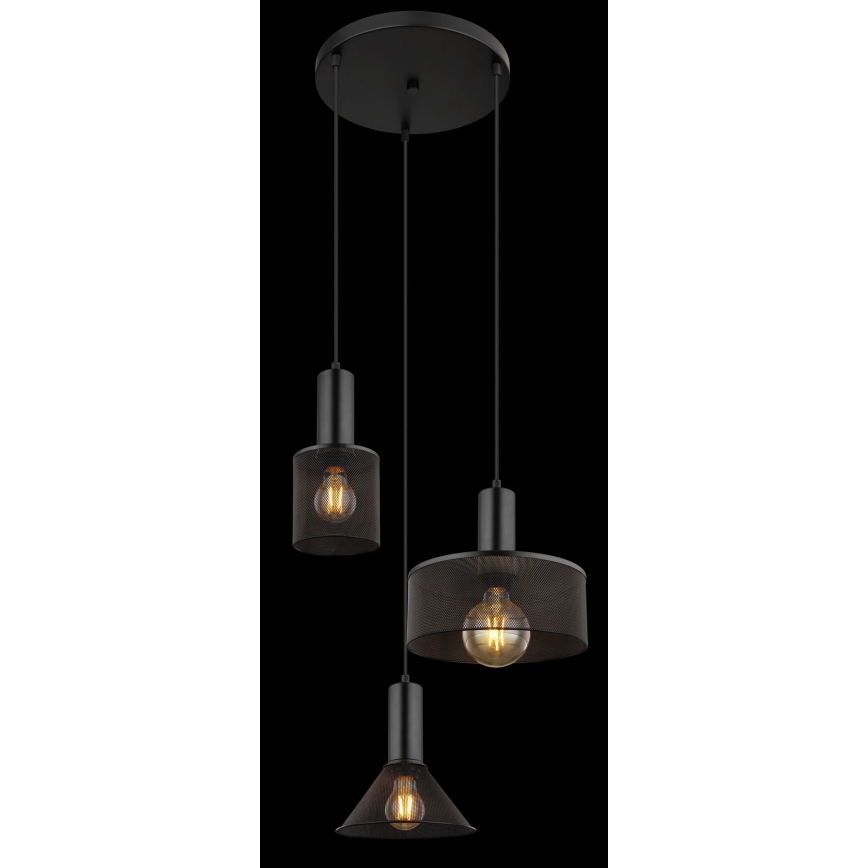 Globo - Lámpara colgante 3xE27/60W/230V negro