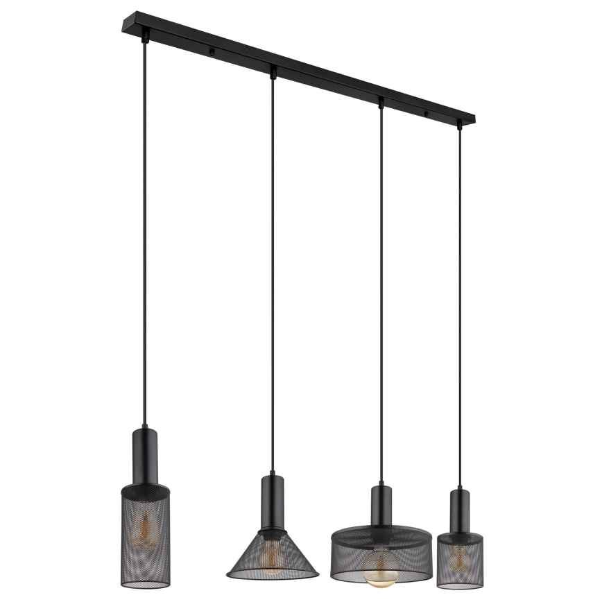 Globo - Lámpara colgante 4xE27/60W/230V negro