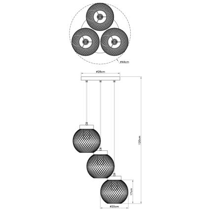 Globo - Lámpara colgante 3xE27/60W/230V