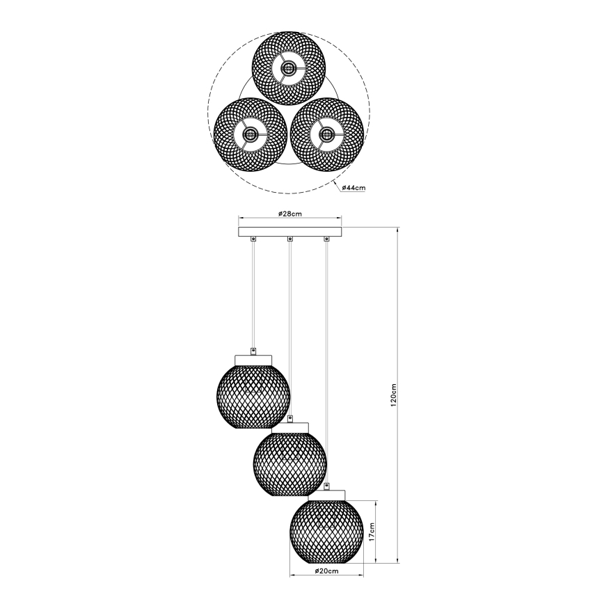 Globo - Lámpara colgante 3xE27/60W/230V
