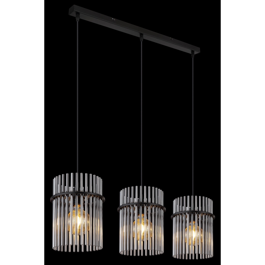 Globo - Lámpara colgante 3xE27/60W/230V negro