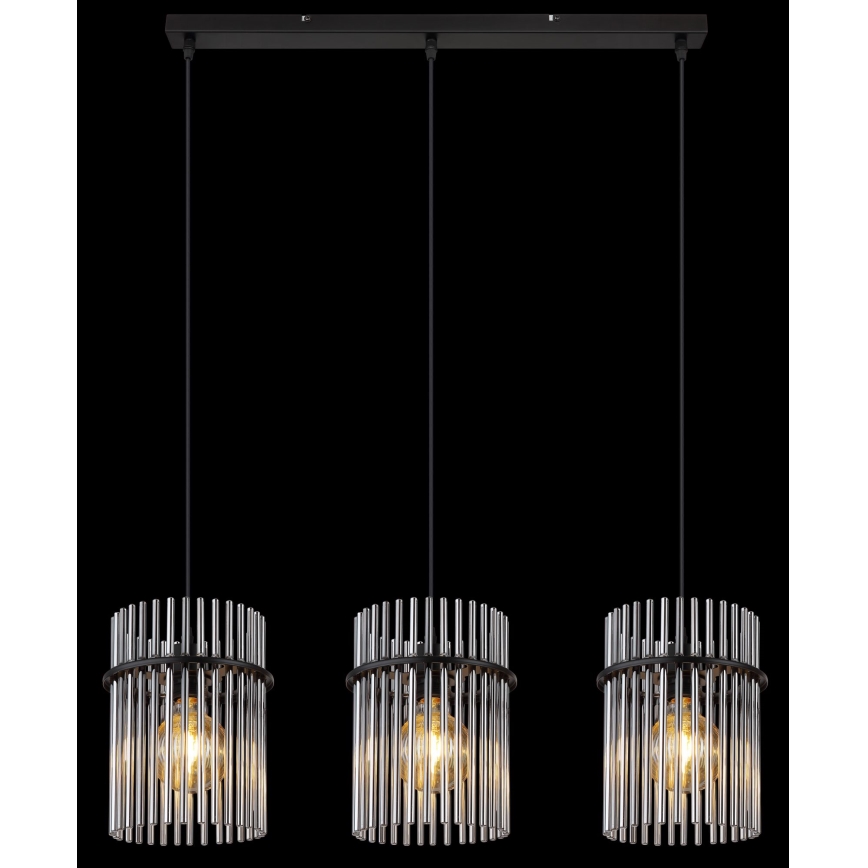 Globo - Lámpara colgante 3xE27/60W/230V negro