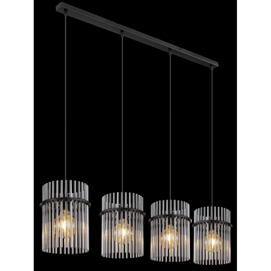 Globo - Lámpara colgante 4xE27/60W/230V negro