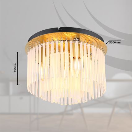 Globo - Plafón 5xE27/60W/230V diá. 32 cm dorado