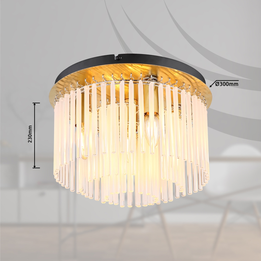 Globo - Plafón 5xE27/60W/230V diá. 32 cm dorado