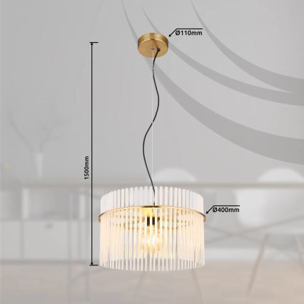 Globo - Lámpara colgante 1xE27/60W/230V diá. 40 cm dorado