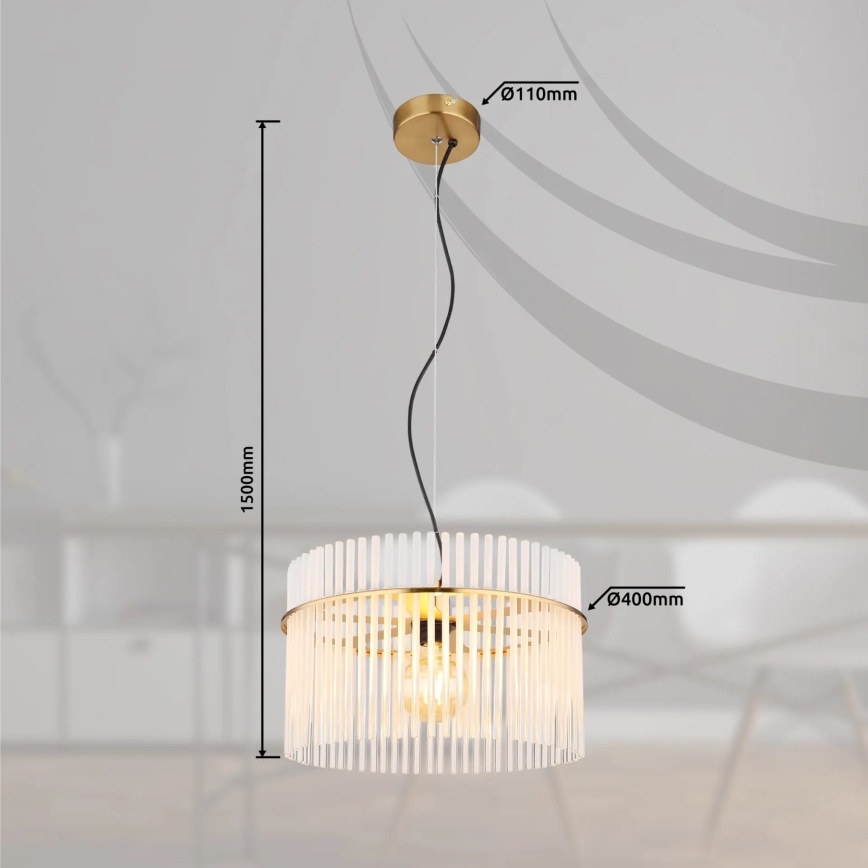 Globo - Lámpara colgante 1xE27/60W/230V diá. 40 cm dorado