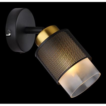 Globo - Foco de pared 1xE27/40W/230V negro/dorado