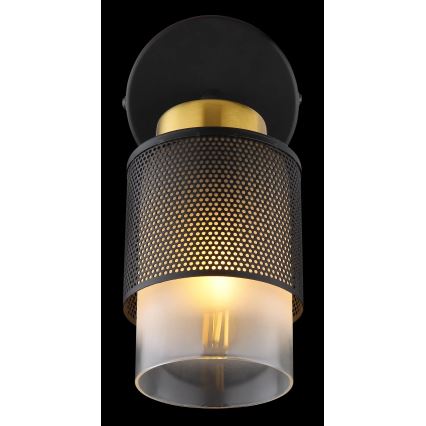 Globo - Foco de pared 1xE27/40W/230V negro/dorado