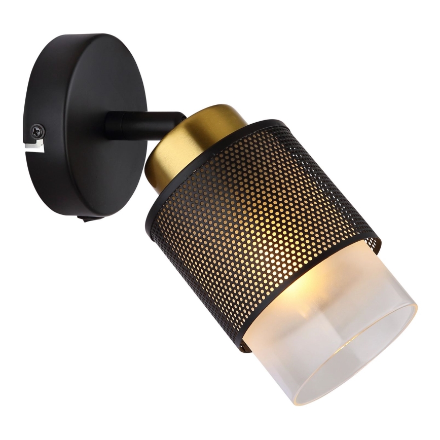 Globo - Foco de pared 1xE27/40W/230V negro/dorado