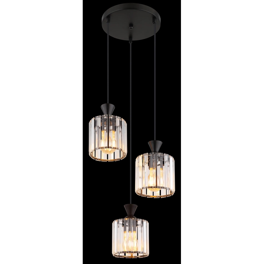 Globo - Lámpara colgante 3xE27/60W/230V diá. 32 cm negro