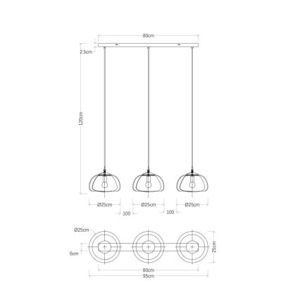 Globo - Lámpara colgante 3xE14/40W/230V