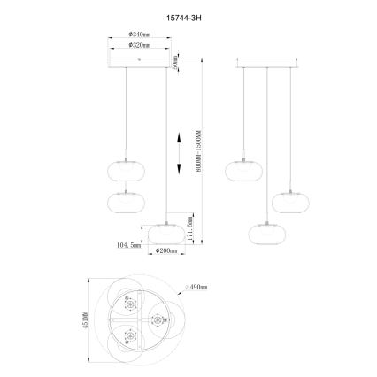Globo - Lámpara LED colgante 3xLED/6W/230V