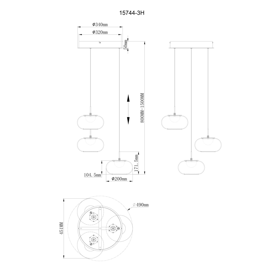 Globo - Lámpara LED colgante 3xLED/6W/230V
