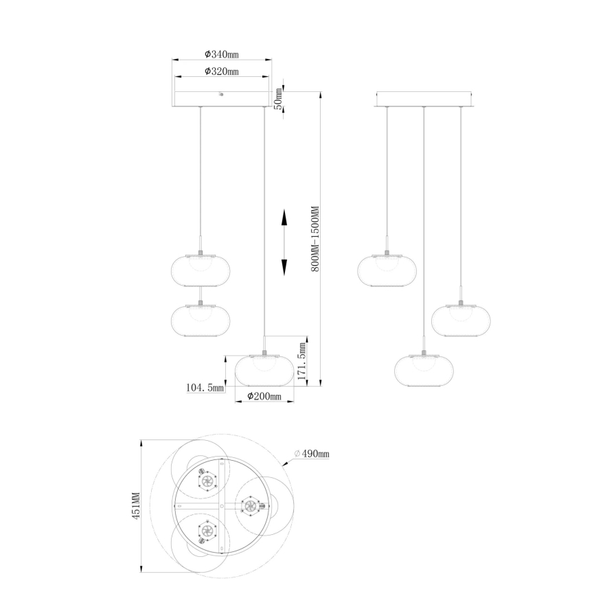 Globo - Lámpara LED colgante 3xLED/6W/230V