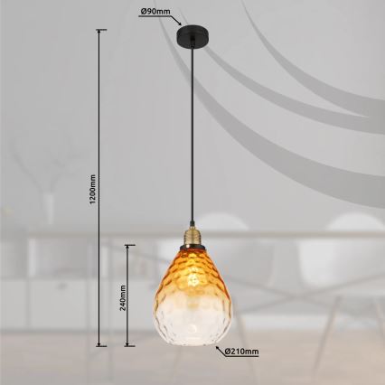 Globo - Lámpara colgante 1xE27/60W/230V diá. 21 cm naranja