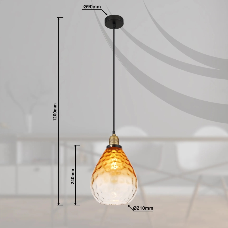 Globo - Lámpara colgante 1xE27/60W/230V diá. 21 cm naranja