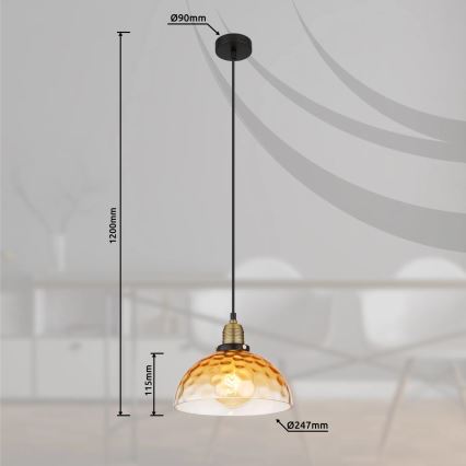 Globo - Lámpara colgante 1xE27/60W/230V diá. 25 cm naranja