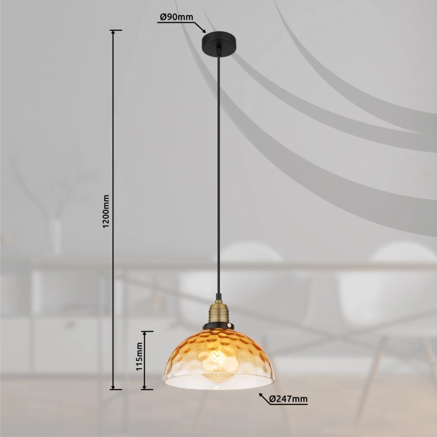 Globo - Lámpara colgante 1xE27/60W/230V diá. 25 cm naranja