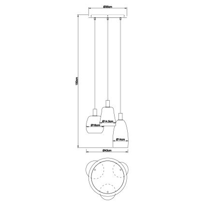 Globo - Lámpara colgante 3xE14/40W/230V diá. 43 cm latón