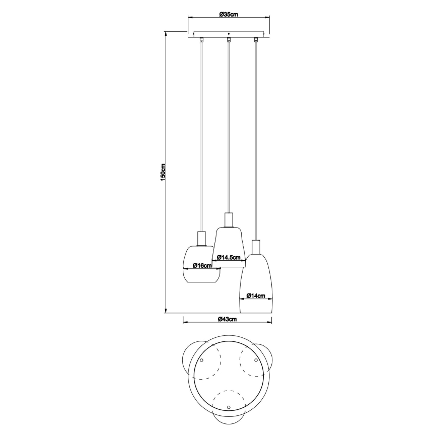 Globo - Lámpara colgante 3xE14/40W/230V diá. 43 cm latón