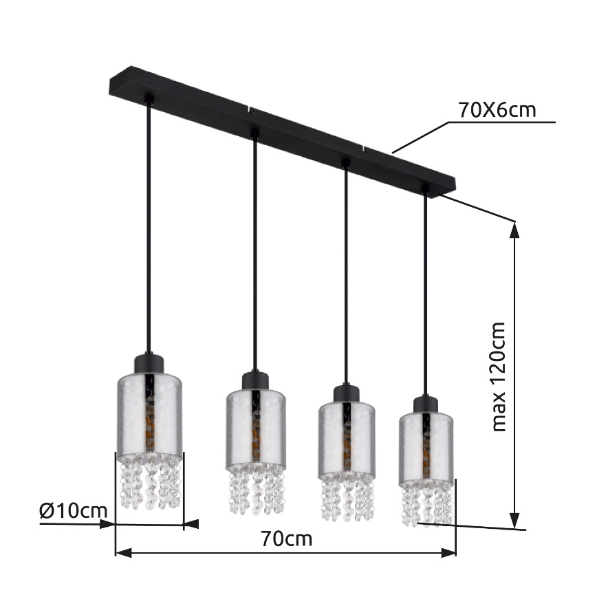 Globo - Lámpara colgante 4xE27/40W/230V negro