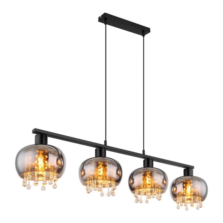 Globo - Lámpara colgante 4xE27/9W/230V negro